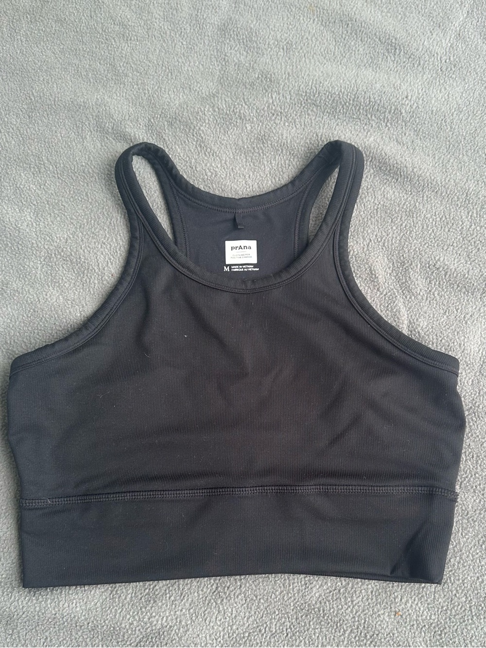 Prana Black Racerback Crop Sports Top With Built in Bra